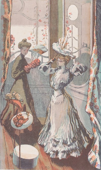 Chez la Modiste, ca. 1910 door Maurice Delcourt