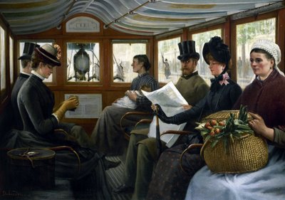 In de omnibus, ca. 1885 door Maurice Delondre