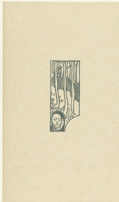 Illustratie met hoofd van vrouw met gesloten ogen en bomen bij gedicht in gedichtenbundel Sagesse van Paul Verlaine door Maurice Denis