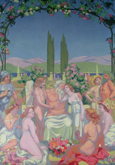 In de Aanwezigheid van de Goden, Jupiter Geeft Onsterfelijkheid aan Psyche en Viert haar Huwelijk met Cupido, 1908 door Maurice Denis