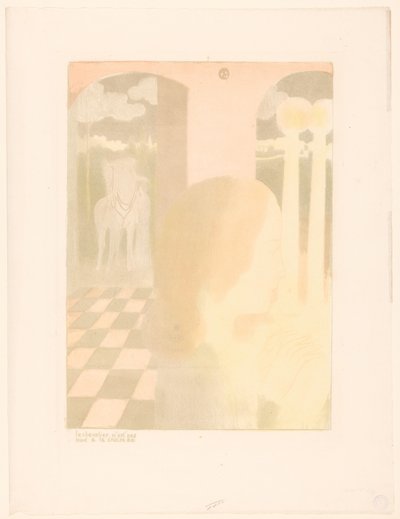 Jonkvrouw wacht op haar geliefde ridder (Voorstellingen van de liefde) door Maurice Denis