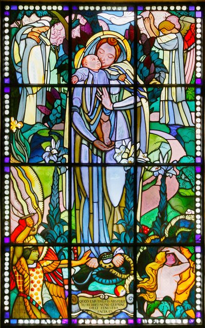 Maurice Denis museum, Saint Germain en Laye, Frankrijk, Maurice Denis, Maagd en kind glas-in-lood (glas-in-lood) door Maurice Denis