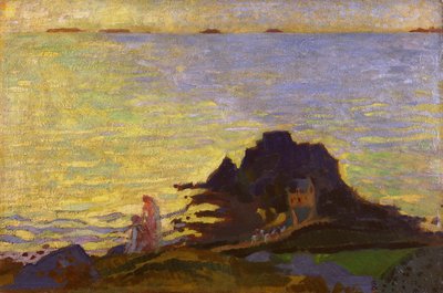 Moeder en kind boven een rotsachtige uitloper door Maurice Denis
