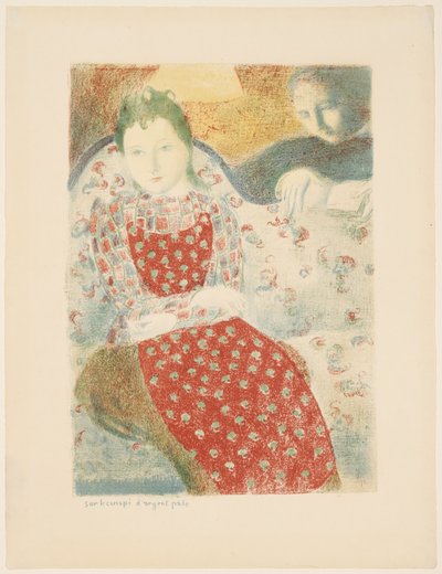 Auf dem blassen silbernen Sofa door Maurice Denis