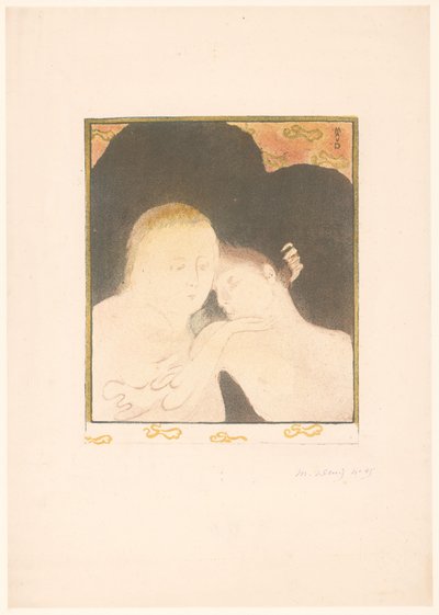 Vrouw koestert jongeman door Maurice Denis
