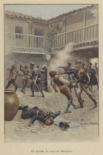 Een episode tijdens het beleg van Zaragoza door Maurice Henri (after) Orange