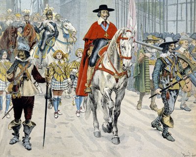 Kardinaal Richelieu rijdend door de Straten van Parijs door Maurice Leloir