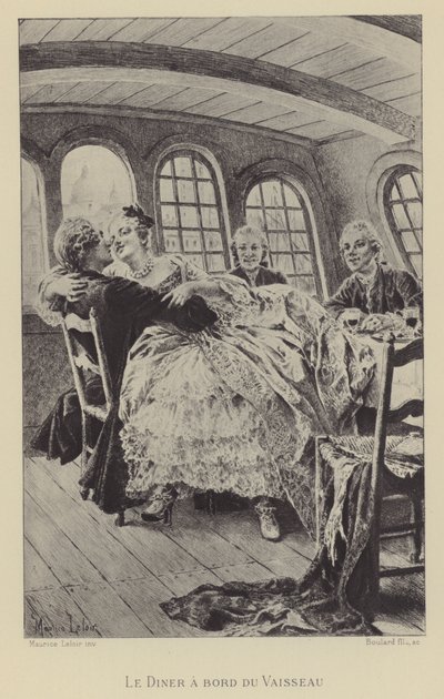Diner aan boord van het schip door Maurice Leloir