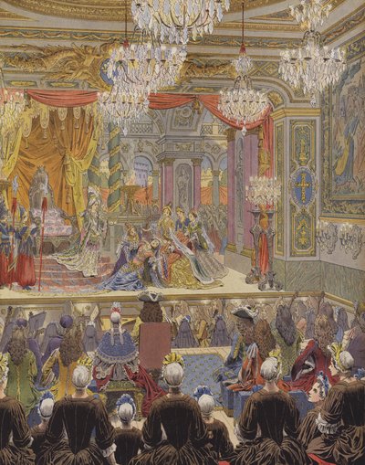 Eerste uitvoering van Racines Esther door Les Demoiselles de Saint-Cyr door Maurice Leloir