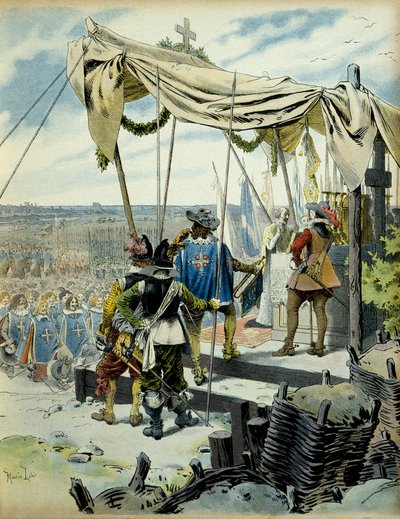 Geschiedenis van Frankrijk: het beleg van La Rochelle in 1627-1628. Kardinaal Richelieu door Maurice Leloir