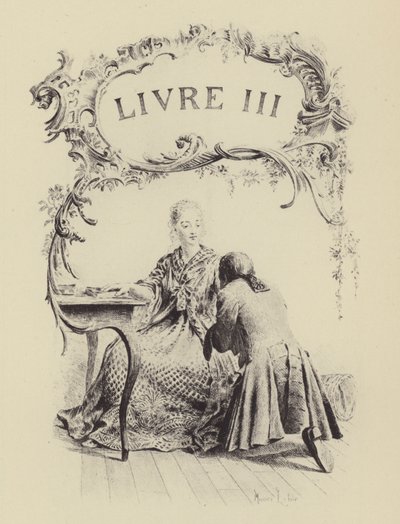 Illustratie voor Boek III van Les Confessions de Jean-Jacques Rousseau door Maurice Leloir