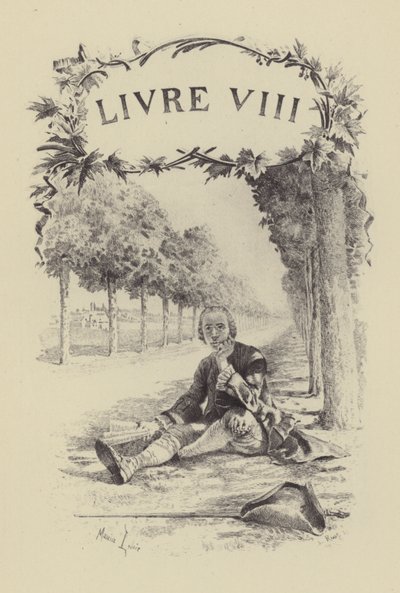 Illustratie voor Boek VIII van Les Confessions de Jean-Jacques Rousseau (gravure) door Maurice Leloir