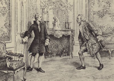 Illustratie voor Boek VII van Les Confessions de Jean-Jacques Rousseau door Maurice Leloir