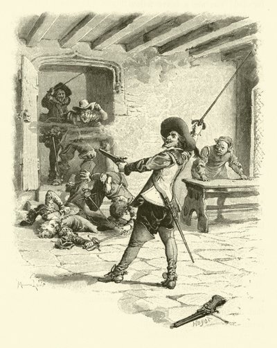 Illustratie voor De Drie Musketiers door Maurice Leloir