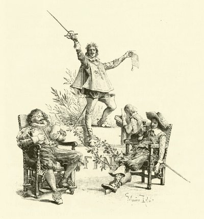 Illustratie voor De Drie Musketiers door Maurice Leloir