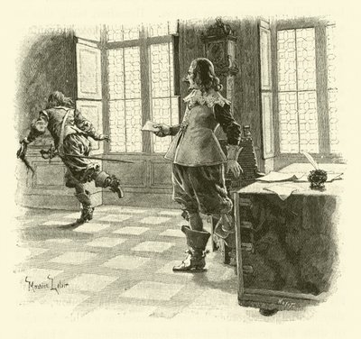 Illustratie voor De Drie Musketiers (gravure) door Maurice Leloir