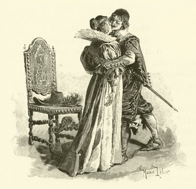 Illustratie voor De Drie Musketiers (gravure) door Maurice Leloir