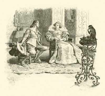 Illustratie voor De Drie Musketiers (gravure) door Maurice Leloir