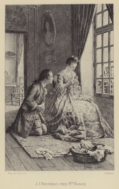 Jean-Jacques Rousseau in het huis van Madame Basile door Maurice Leloir