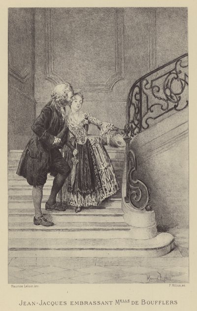Jean-Jacques Rousseau kust Madame de Boufflers (gravure) door Maurice Leloir