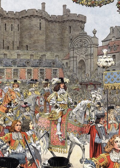 Lodewijk XIV kwam Parijs binnen, bekend als Le Roi-Soleil door Maurice Leloir