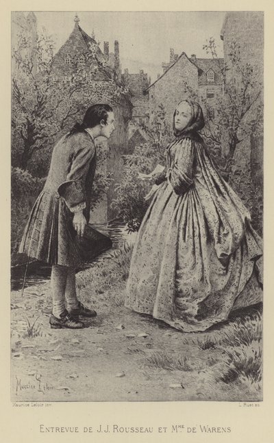 Ontmoeting van Jean-Jacques Rousseau en Madame de Warens door Maurice Leloir