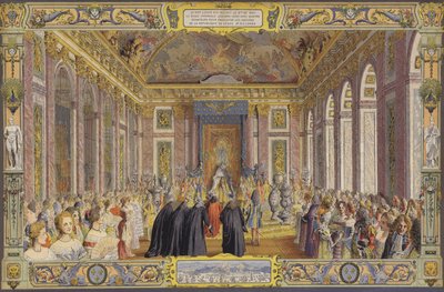 Ontvangst van de doge van Genua, in La Galerie des Glaces, Versailles door Maurice Leloir