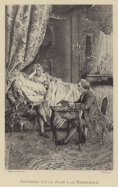 Rousseau leest zijn roman Julie voor aan la Marechale door Maurice Leloir