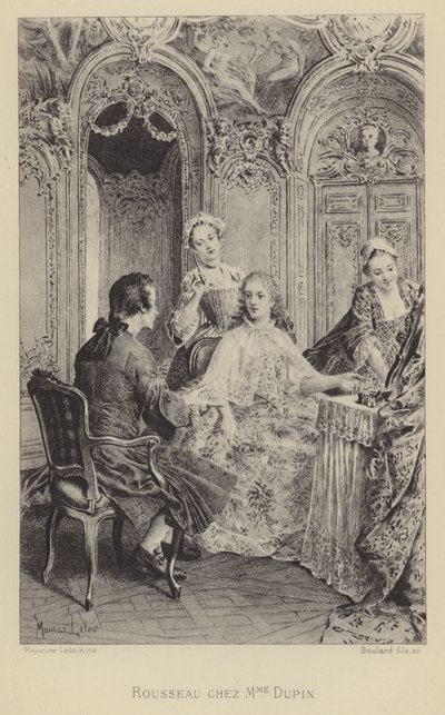 Rousseau bezoekt Madame Dupin (gravure) door Maurice Leloir