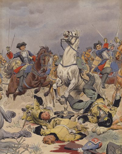 De slag bij Malplaquet, laatste aanval van de Franse cavalerie door Maurice Leloir