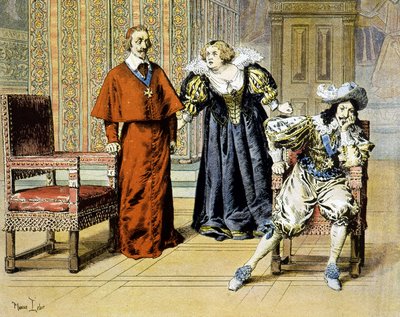 De Dupe Dag (11/11/1630): Richelieu blijft onbewogen onder de beledigingen van Marie de Medici - in "Richelieu" door Maurice Leloir door Maurice Leloir