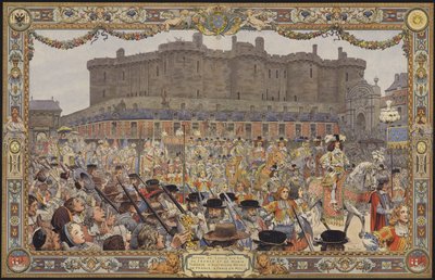 De intocht van koning Lodewijk XIV en zijn koningin in Parijs, via La Porte Sainte-Antoine door Maurice Leloir