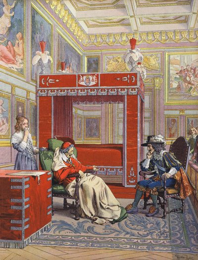 Het laatste bezoek van koning Lodewijk XIII aan een stervende Richelieu door Maurice Leloir