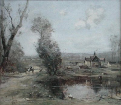 Een pad langs een rivier in Noord-Frankrijk door Maurice Levis