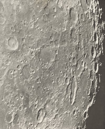 Fotografie van de maan Blancanus - Tycho - Schiller door Maurice Loewy