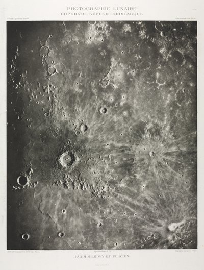 Fotografie van de maan: Copernicus-Kepler-Aristarchus, 1896 door Maurice Loewy