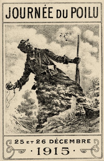 Franse WOI propagandaposter "Journée du Poilu". 25 en 26 december 1915, pub. 1915 (kleur litho) door Maurice Louis Henri Neumont