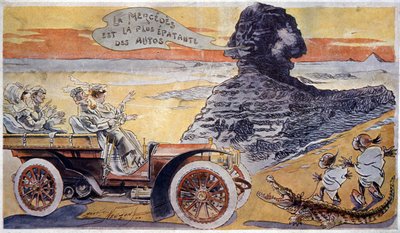 De Mercedes is de meest verbazingwekkende auto, ca. 1900 (illustratie) door Maurice Neumont