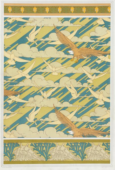 Ontwerpen voor behangrand Squash Bug, pub. 1897 door Maurice Pillard Verneuil