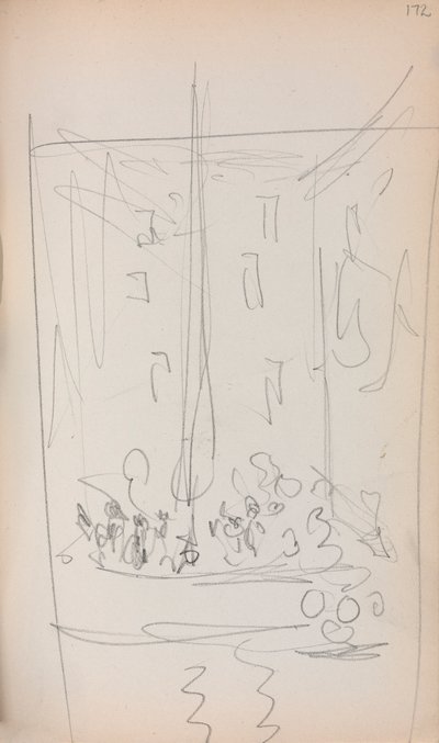 Italiaans schetsboek: Boot met figuren (pagina 172) door Maurice Prendergast