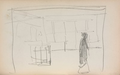 Italiaans schetsboek: Figuur in een interieur (pagina 175) door Maurice Prendergast