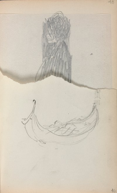 Italiaans schetsboek: Gondel (pagina 46) door Maurice Prendergast