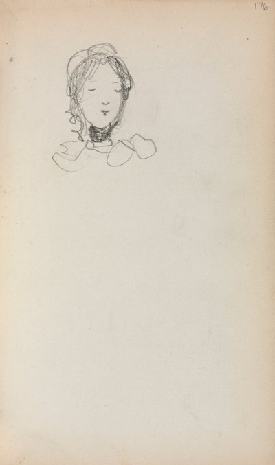 Italiaans schetsboek: Hoofd van een meisje (pagina 176) door Maurice Prendergast
