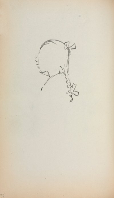 Italiaans schetsboek: Hoofd van een meisje in profiel (pagina 152) door Maurice Prendergast