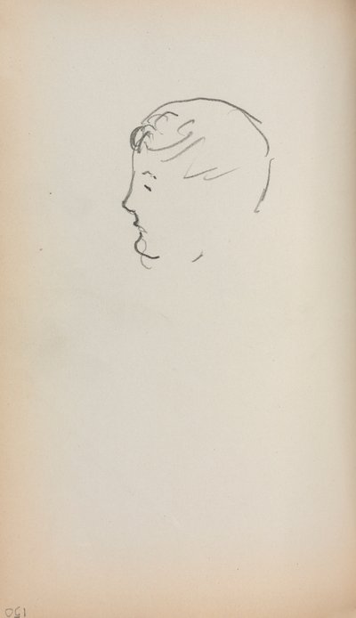 Italiaans schetsboek: Hoofd van een man in profiel (pagina 150) door Maurice Prendergast