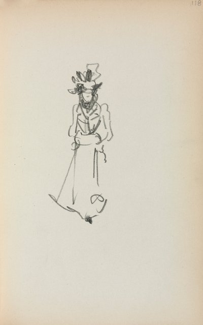Italiaans schetsboek: Staande vrouw ( pagina 118) door Maurice Prendergast