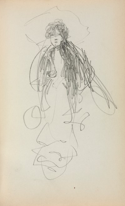 Italiaans schetsboek: Staande vrouw (pagina 219) door Maurice Prendergast