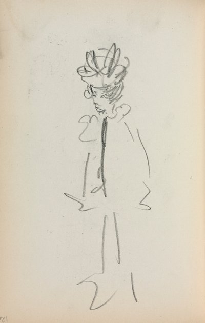 Italiaans schetsboek: Staande vrouw 3/4 aanzicht (pagina 126) door Maurice Prendergast
