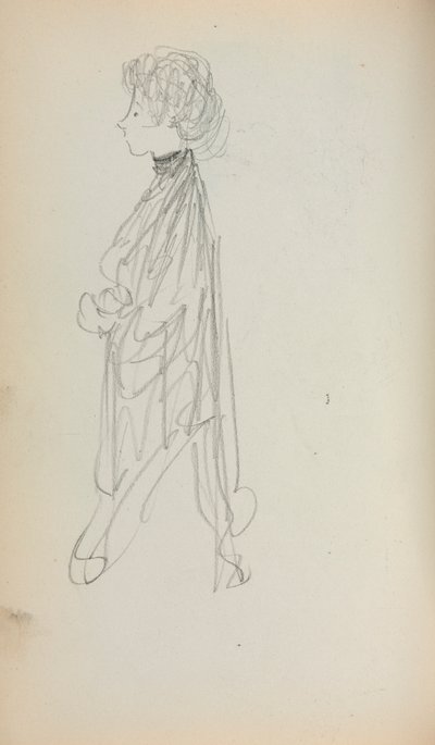 Italiaans schetsboek: Staande vrouw in profiel (pagina 51) door Maurice Prendergast