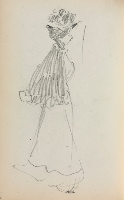 Italiaans schetsboek: Staande vrouw in profiel (pagina 130) door Maurice Prendergast